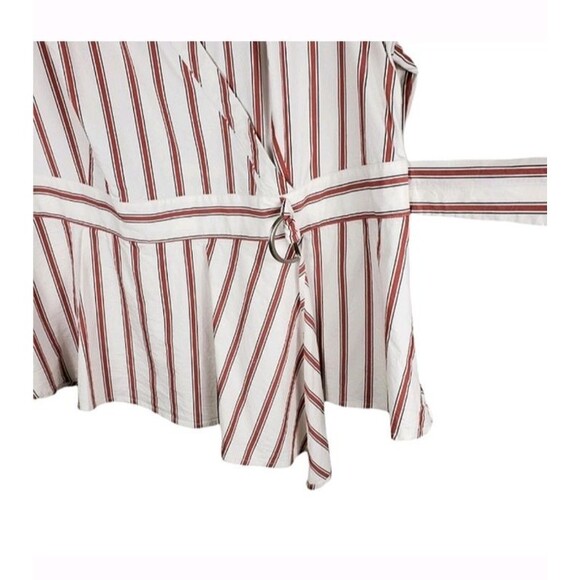 Lane Bryant Womens Top Size 26 Stripe Faux Wrap Side Buckle Long Sleeve Side Zip - Picture 4 of 11